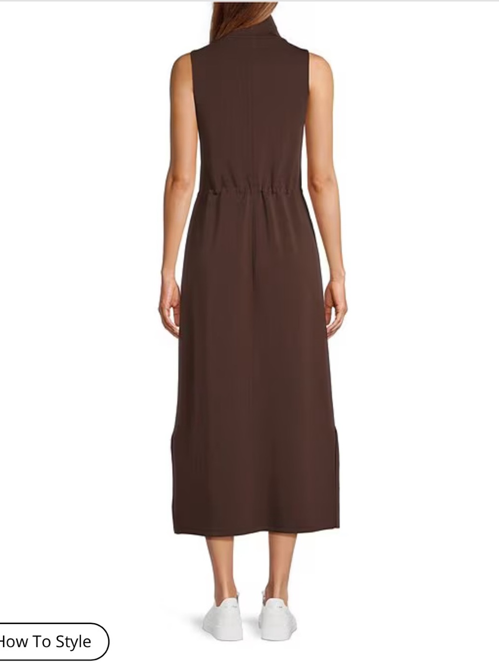 NWT Antonio Melani Lyocell Sleeveless Mock Neckline Midi Dress - Chocolate - M - Picture 3 of 10